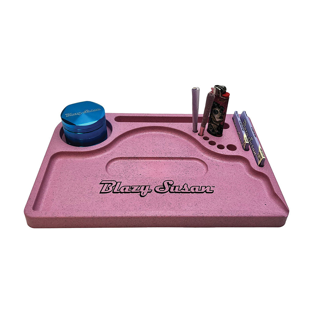 Blazy Susan Hemp Plastic Rolling Tray - Pink