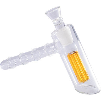 7in Red Orange Matrix Perc Torus Hand Bubbler Pipe