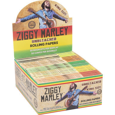 25 Ct. Ziggy Marley Unbleach Hem Rolling Paper King