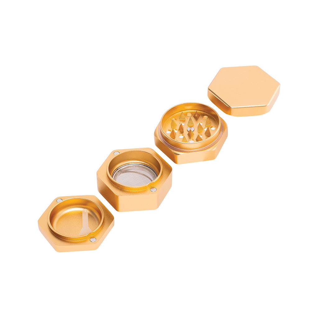 55mm Gold Hexagon 1-Click Magnetic Grinder