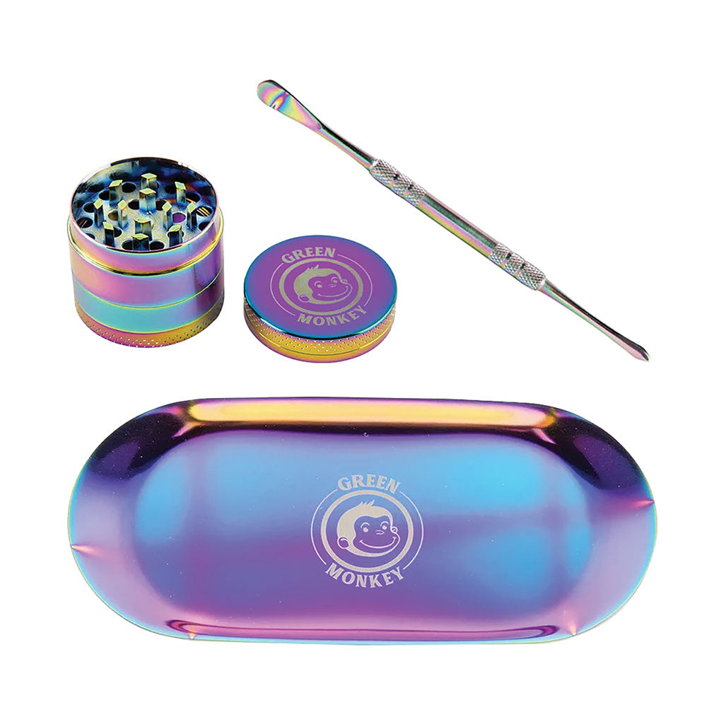 Green Monkey Grinder & Tray Kit - Rainbow