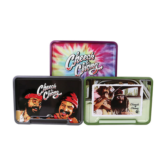 6ct 8in Tin Stash Box & Rolling Tray - Cheech & Chong