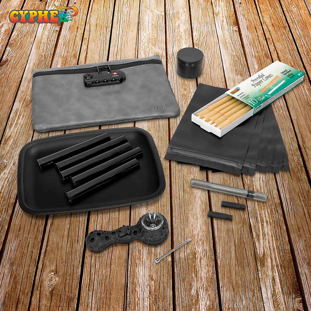 Grey 26 Piece Smellproof Smoking Kit - CYPHE