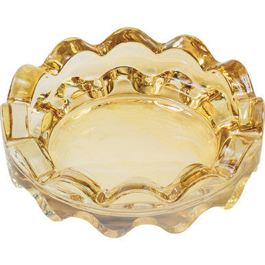 Amber Round Wave Electroplated Glass Ashtray 4"
