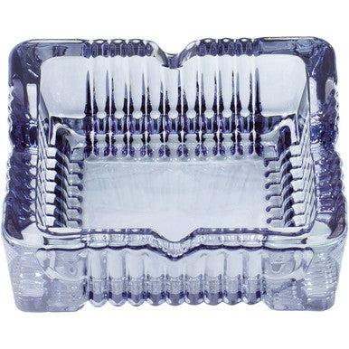 Blue Square Electroplated Glass Ashtray - 4in x 4in