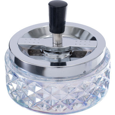 4.75" Glass Spinning Ashtray - Green