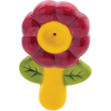 3.5" Purple Flower Ceramic Pipe - Wacky Bowlz
