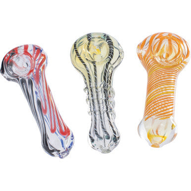 12ct. 3" Asst Color Hand  Blown Glass Pipes