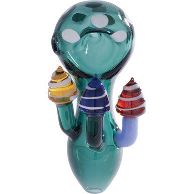 4" 3 Color Mushroom Hand Pipe - Green