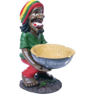 17" Large Jamaican Man Green Ashtray