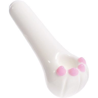 3.9in White Cat Paw Glass Hand Pipe