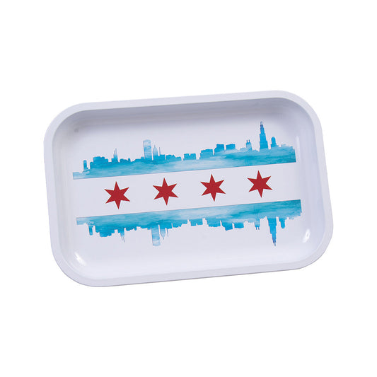 Small Chicago Flag Rolling Tray