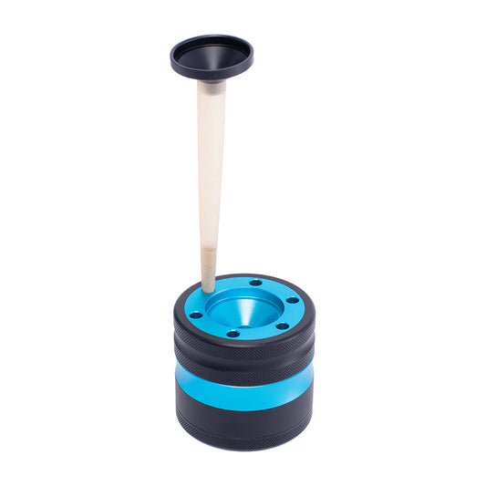 Light Blue Aluminium Grinder w/ Cone Holder & Funnel