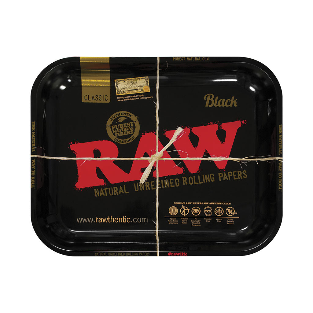 Large Raw Black Rolling Metal Tray