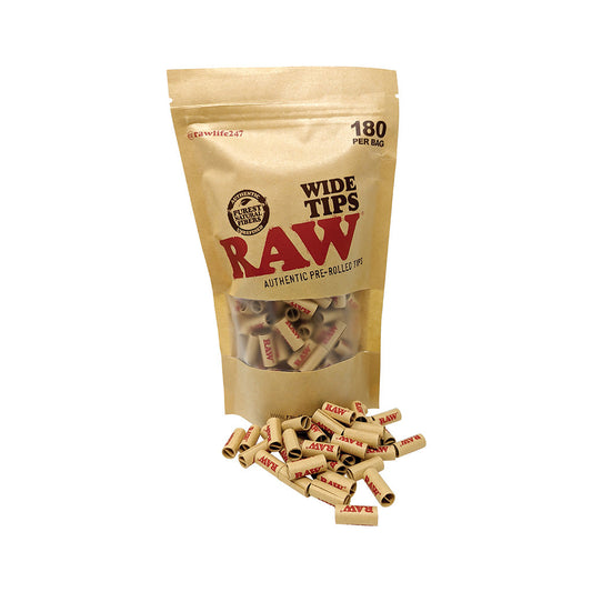 180ct. Raw Wide Tips Pre-Rolled Bag