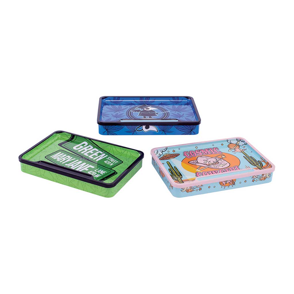6ct 8in Tin Stash Box & Rolling Tray - Trendy